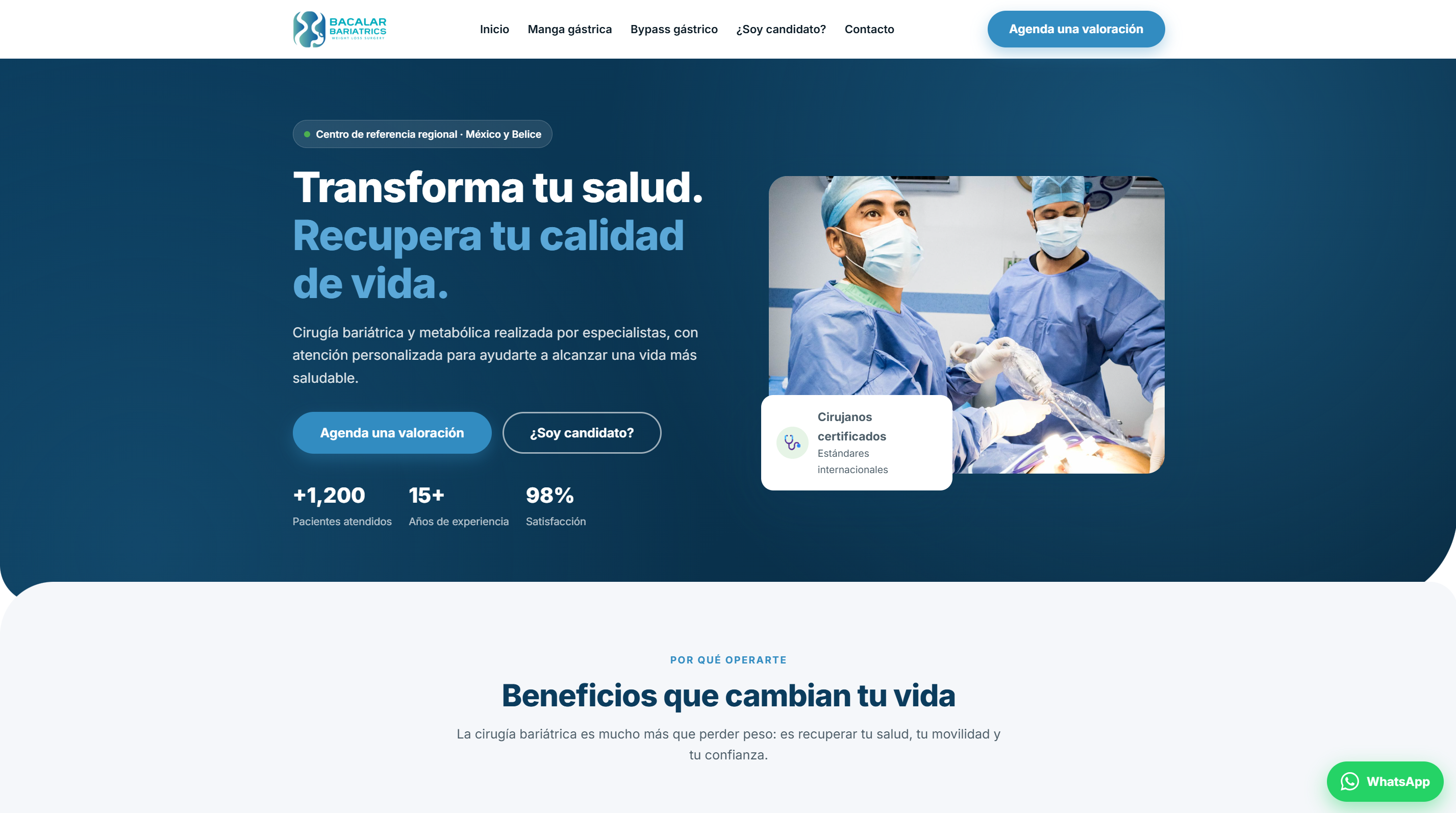 Vista previa de sitio web para turismo médico y bariatría